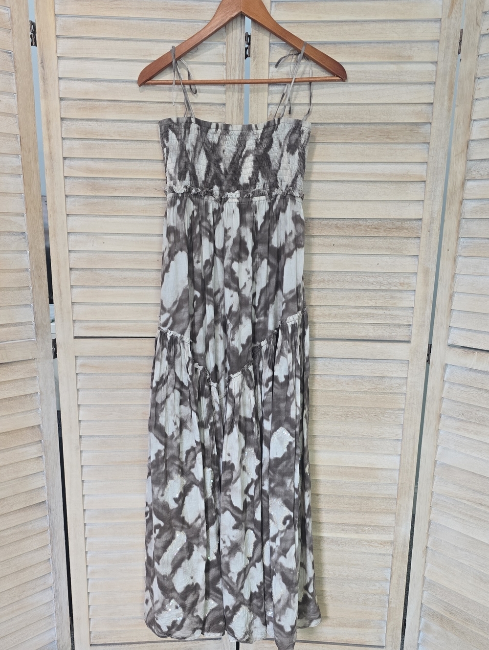 AllSaints Spitalfields Brown White Printed Maxi Dress